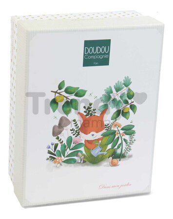 Plyšová líška s handričkou na maznanie Romarin the Fox In my Garden Pantin with a Comforter Doudou et Compagnie v darčekovom balení 28 cm od 0 mes DC4