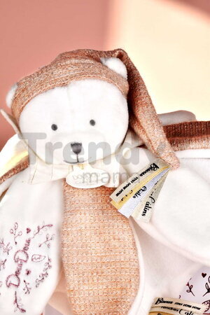 Plyšový medvedík na maznanie Doudou 25 Years Doudou Collector Pink Doudou et Compagnie v darčekovom balení ružový 25 cm od 0 mes