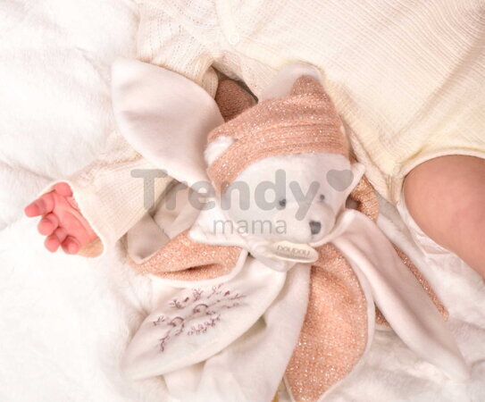 Plyšový medvedík na maznanie Doudou 25 Years Doudou Collector Pink Doudou et Compagnie v darčekovom balení ružový 25 cm od 0 mes