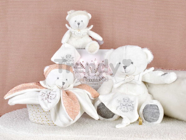 Plyšový medvedík na maznanie Doudou 25 Years Doudou Collector Pink Doudou et Compagnie v darčekovom balení ružový 25 cm od 0 mes