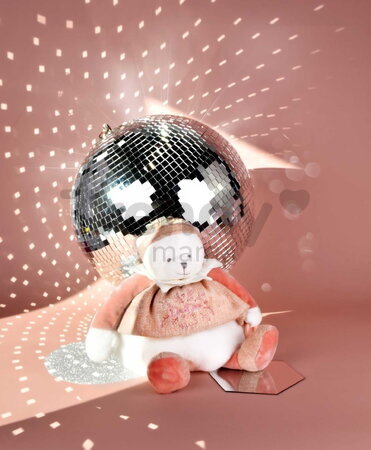 Plyšový medvedík Doudou 25 Years Activity Puppet Pink Doudou et Compagnie narodeninová edícia ružový 30 cm od 0 mes