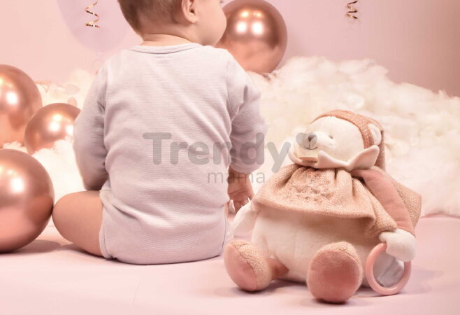 Plyšový medvedík Doudou 25 Years Activity Puppet Pink Doudou et Compagnie narodeninová edícia ružový 30 cm od 0 mes