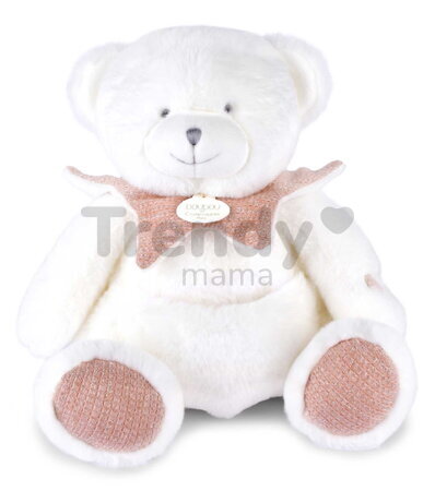 Plyšový medvedík s handričkou na maznanie Doudou 25 Years Puppet with Handkerchief Pink Doudou et Compagnie v darčekovom balení ružový 30 cm od 0 mes