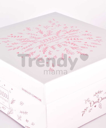 Plyšový medvedík s handričkou na maznanie Doudou 25 Years Puppet with Handkerchief Pink Doudou et Compagnie v darčekovom balení ružový 30 cm od 0 mes