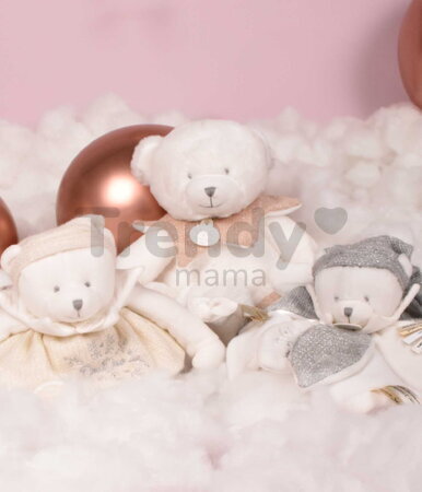 Plyšový medvedík Doudou 25 Years Activity Puppet White Doudou et Compagnie narodeninová edícia biely 30 cm od 0 mes