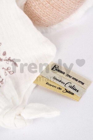 Plyšový medvedík s handričkou na maznanie Doudou 25 Years Puppet with Handkerchief Pink Doudou et Compagnie v darčekovom balení ružový 30 cm od 0 mes