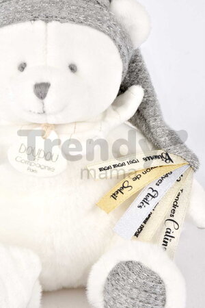 Plyšový medvedík s klipom na cumlík Doudou 25 Years Dummy Holder Grey Doudou et Compagnie narodeninová edícia sivý 20 cm od 0 mes