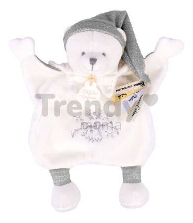 Plyšový medvedík na maznanie Doudou 25 Years Doudou Cape Grey Doudou et Compagnie v darčekovom balení sivý 25 cm od 0 mes