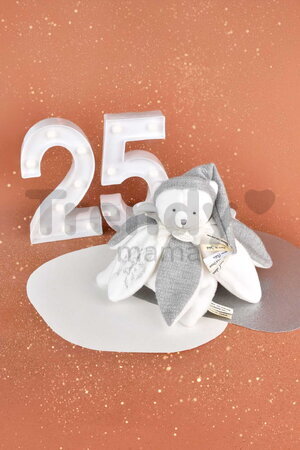 Plyšový medvedík na maznanie Doudou 25 Years Doudou Collector Grey Doudou et Compagnie v darčekovom balení sivý 25 cm od 0 mes