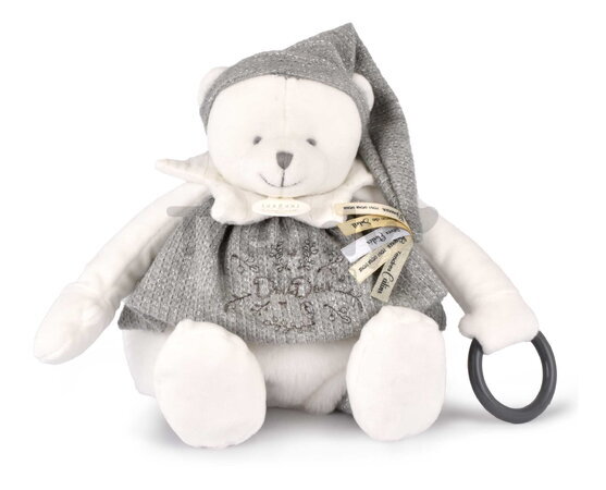 Plyšový medvedík Doudou 25 Years Activity Puppet Grey Doudou et Compagnie narodeninová edícia sivý 30 cm od 0 mes