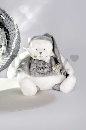 Plyšový medvedík Doudou 25 Years Activity Puppet Grey Doudou et Compagnie narodeninová edícia sivý 30 cm od 0 mes