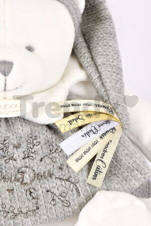 Plyšový medvedík Doudou 25 Years Activity Puppet Grey Doudou et Compagnie narodeninová edícia sivý 30 cm od 0 mes