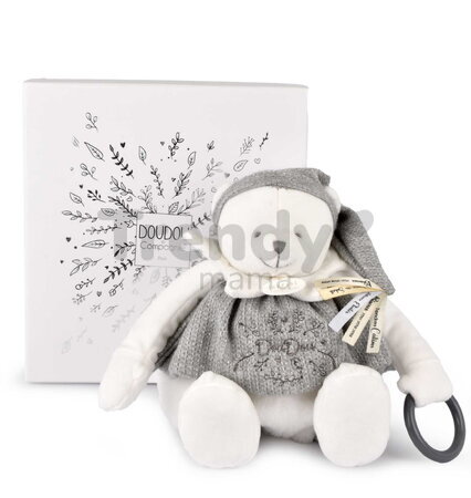 Plyšový medvedík Doudou 25 Years Activity Puppet Grey Doudou et Compagnie narodeninová edícia sivý 30 cm od 0 mes