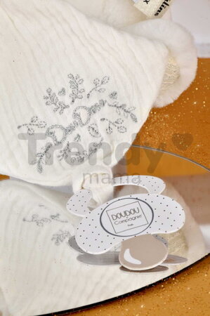 Plyšový medvedík s klipom na cumlík Doudou 25 Years Dummy Holder White Doudou et Compagnie narodeninová edícia biely 20 cm od 0 mes