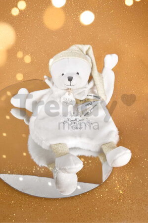 Plyšový medvedík na maznanie Doudou 25 Years Doudou Cape White Doudou et Compagnie v darčekovom balení biely 25 cm od 0 mes