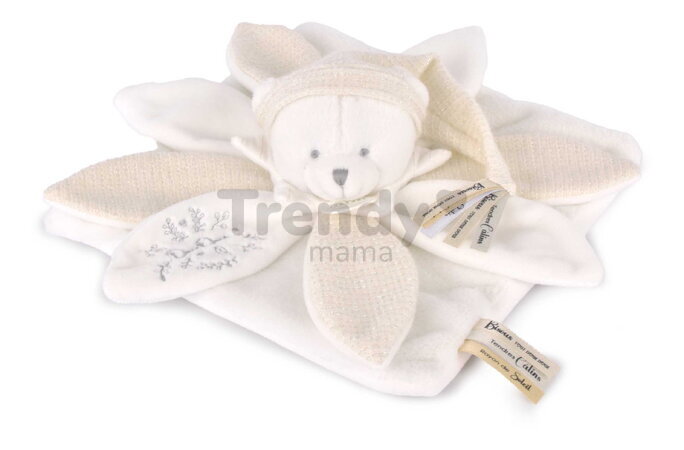 Plyšový medvedík na maznanie Doudou 25 Years Doudou Collector White Dodou et Compagnie v darčekovom balení biely 25 cm od 0 mes