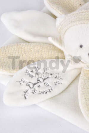 Plyšový medvedík na maznanie Doudou 25 Years Doudou Collector White Dodou et Compagnie v darčekovom balení biely 25 cm od 0 mes