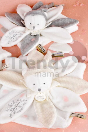 Plyšový medvedík na maznanie Doudou 25 Years Doudou Collector White Dodou et Compagnie v darčekovom balení biely 25 cm od 0 mes