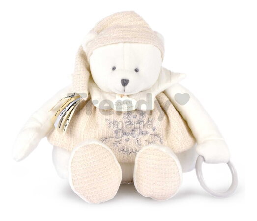 Plyšový medvedík Doudou 25 Years Activity Puppet White Doudou et Compagnie narodeninová edícia biely 30 cm od 0 mes