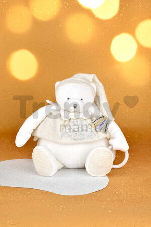 Plyšový medvedík Doudou 25 Years Activity Puppet White Doudou et Compagnie narodeninová edícia biely 30 cm od 0 mes