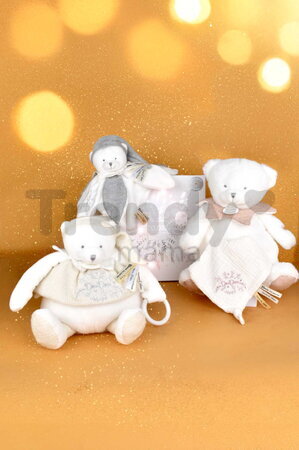 Plyšový medvedík Doudou 25 Years Activity Puppet White Doudou et Compagnie narodeninová edícia biely 30 cm od 0 mes