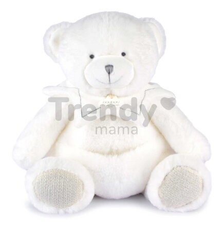Plyšový medvedík s handričkou na maznanie Doudou 25 Years Puppet with Handkerchief White Doudou et Compagnie v darčekovom balení biely 30 cm od 0 mes