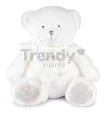 Plyšový medvedík s handričkou na maznanie Doudou 25 Years Puppet with Handkerchief White Doudou et Compagnie v darčekovom balení biely 30 cm od 0 mes