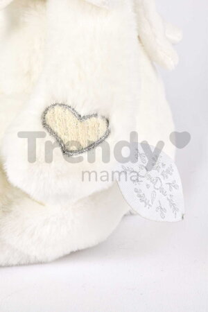 Plyšový medvedík s handričkou na maznanie Doudou 25 Years Puppet with Handkerchief White Doudou et Compagnie v darčekovom balení biely 30 cm od 0 mes