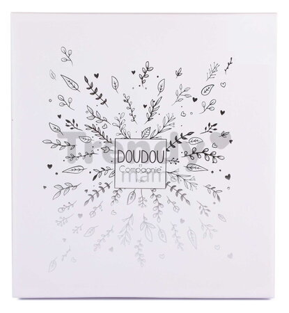 Plyšový medvedík s handričkou na maznanie Doudou 25 Years Puppet with Handkerchief White Doudou et Compagnie v darčekovom balení biely 30 cm od 0 mes