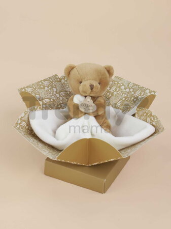 Plüss mackó kendővel dédelgetéshez My Little Bear Doudou et Compagnie ajándékcsomagolásban több színben 10 cm 0 hó-tól