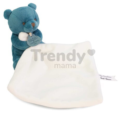 Plüss mackó kendővel dédelgetéshez My Little Bear Doudou et Compagnie ajándékcsomagolásban több színben 10 cm 0 hó-tól