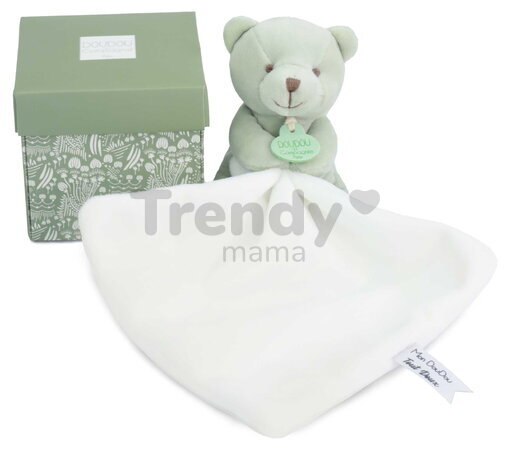Plüss mackó kendővel dédelgetéshez My Little Bear Doudou et Compagnie ajándékcsomagolásban több színben 10 cm 0 hó-tól