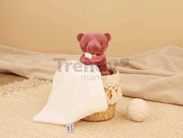 Plüss mackó kendővel dédelgetéshez My Little Bear Doudou et Compagnie ajándékcsomagolásban több színben 10 cm 0 hó-tól