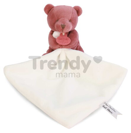 Plüss mackó kendővel dédelgetéshez My Little Bear Doudou et Compagnie ajándékcsomagolásban több színben 10 cm 0 hó-tól