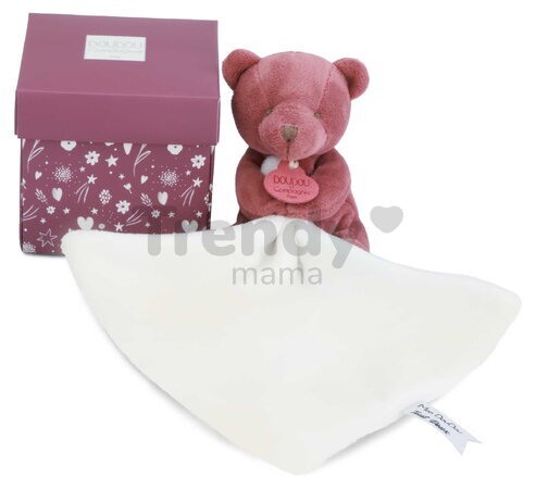 Plüss mackó kendővel dédelgetéshez My Little Bear Doudou et Compagnie ajándékcsomagolásban több színben 10 cm 0 hó-tól