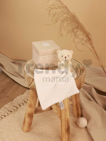 Plüss mackó kendővel dédelgetéshez My Little Bear Doudou et Compagnie ajándékcsomagolásban több színben 10 cm 0 hó-tól