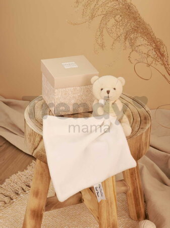 Plüss mackó kendővel dédelgetéshez My Little Bear Doudou et Compagnie ajándékcsomagolásban több színben 10 cm 0 hó-tól