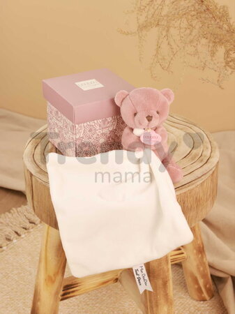Plüss mackó kendővel dédelgetéshez My Little Bear Doudou et Compagnie ajándékcsomagolásban több színben 10 cm 0 hó-tól