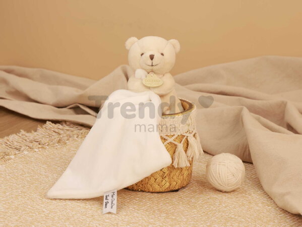Plüss mackó kendővel dédelgetéshez My Little Bear Doudou et Compagnie ajándékcsomagolásban több színben 10 cm 0 hó-tól