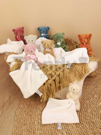 Plüss mackó kendővel dédelgetéshez My Little Bear Doudou et Compagnie ajándékcsomagolásban több színben 10 cm 0 hó-tól