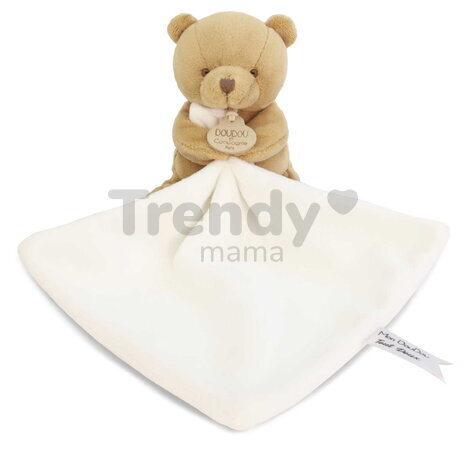 Plüss mackó kendővel dédelgetéshez My Little Bear Doudou et Compagnie ajándékcsomagolásban több színben 10 cm 0 hó-tól