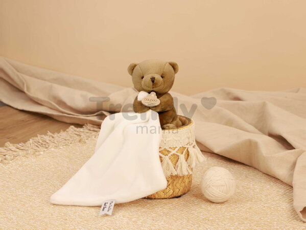 Plüss mackó kendővel dédelgetéshez My Little Bear Doudou et Compagnie ajándékcsomagolásban több színben 10 cm 0 hó-tól