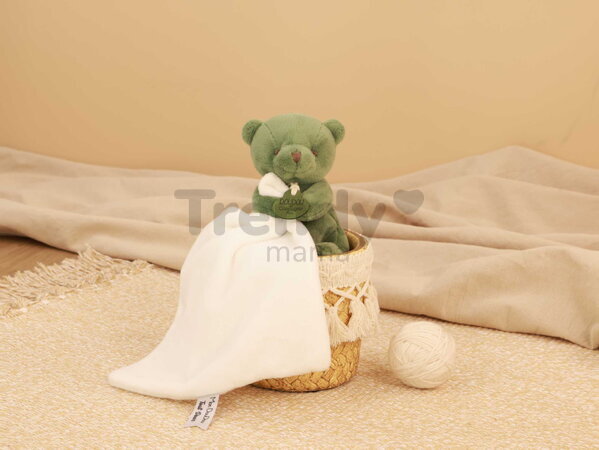 Plüss mackó kendővel dédelgetéshez My Little Bear Doudou et Compagnie ajándékcsomagolásban több színben 10 cm 0 hó-tól