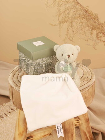 Plüss mackó kendővel dédelgetéshez My Little Bear Doudou et Compagnie ajándékcsomagolásban több színben 10 cm 0 hó-tól