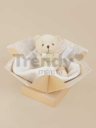 Plüss mackó kendővel dédelgetéshez My Little Bear Doudou et Compagnie ajándékcsomagolásban több színben 10 cm 0 hó-tól