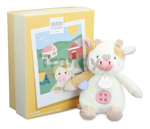 Plyšové zvieratko so zvukom The Farm Doudou with Sound Box Doudou et Compagnie v darčekovom balení rôzne druhy 17 cm od 0 mes DC4358