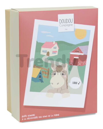 Plyšové zvieratko so zvukom The Farm Doudou with Sound Box Doudou et Compagnie v darčekovom balení rôzne druhy 17 cm od 0 mes DC4358