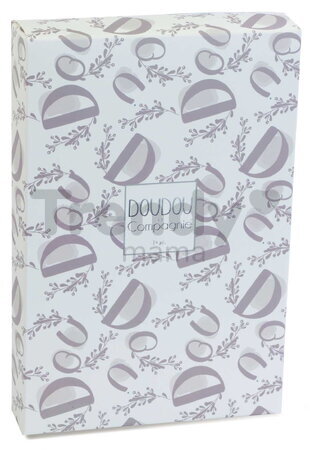 Plüss nyuszi dédelgetéshez kendővel Bunny with a Comforter White Doudou et Compagnie ajándékcsomagolásban fehér 10 cm 0 hó-tól