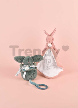 Plyšový zajačik s melódiou Lapin Doudou Music Box Green Doudou et Compagnie v darčekovom balení zelený 20 cm od 0 mes