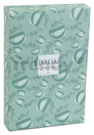 Plüss nyuszi dédelgetéshez kendővel Bunny with a Comforter Sage Green Doudou et Compagnie ajándékcsomagolásban zöld 10 cm 0 hó-tól